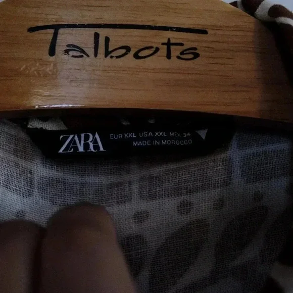 Zara Short Sleeves Button Up Tie Waist Crop Top Sz. XXL - Picture 2 of 6